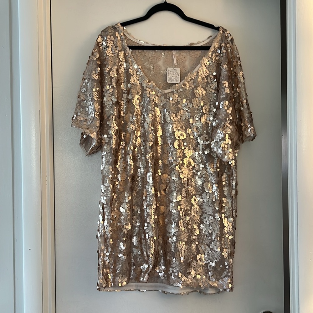 Free People Sequin Mini Dress in Rose Gold - Picture 8 of 10